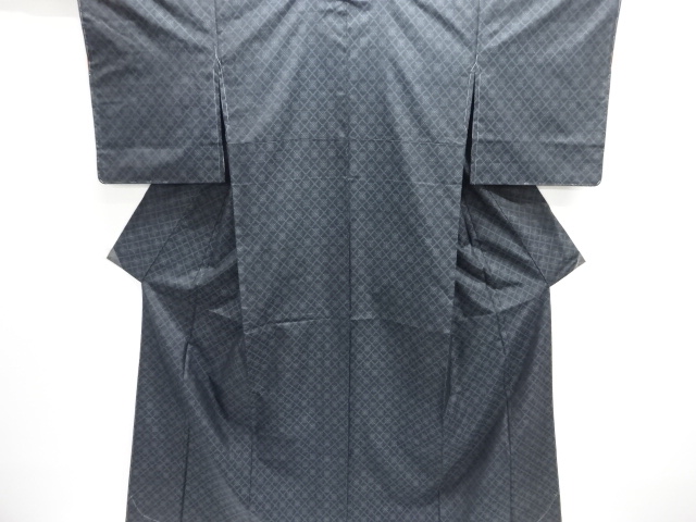 JAPANESE KIMONO / DORO OSHIMA TSUMUGI / UNUSED / WOVEN DIAGONAL GRID